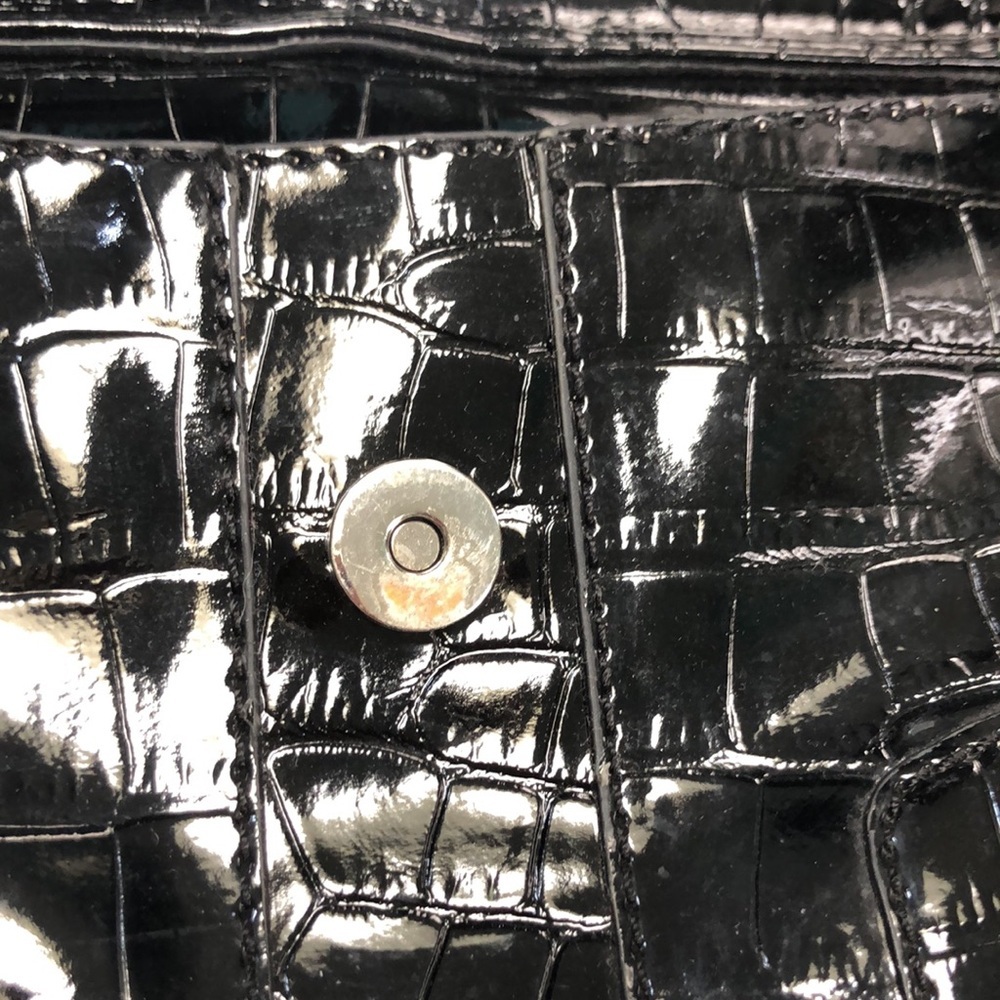 Guess Black Croc-Embossed Shoulder Bag with Silver Hardware - Picture 5 of 16